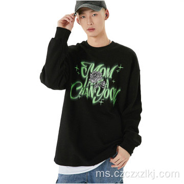 Autumn Pasangan Retro Surat Cetak Krew Leher Sweatshirt